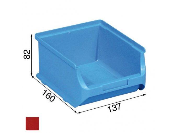Plastové boxy PLUS 2B, 137 x 160 x 82 mm, červené, 20 ks