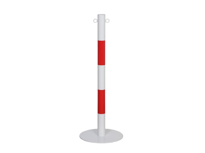 Kovový zahrazovací sloupek, výška 1000 mm, červená/bílá