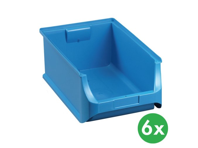 Plastové boxy PLUS 5, 310 x 500 x 200 mm, modré, 6 ks