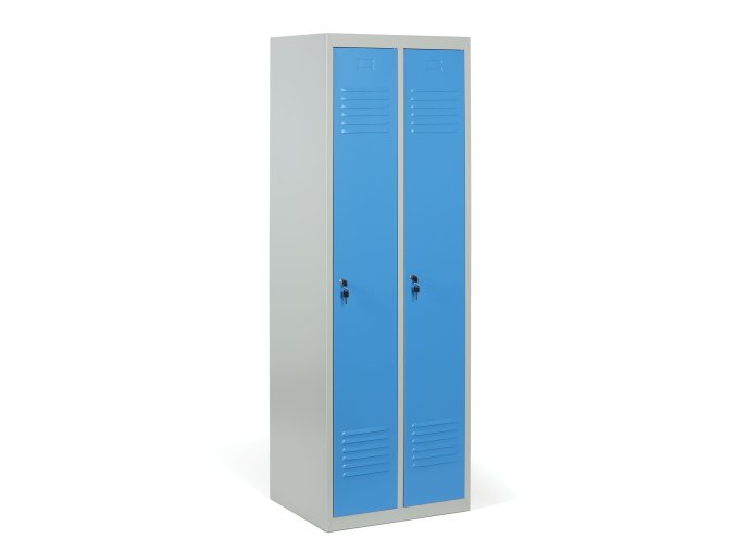 kovova satni skrinka s2 2 oddily 1800 x 600 x 500 mm demont cylindricky zamek modre dvere 58384