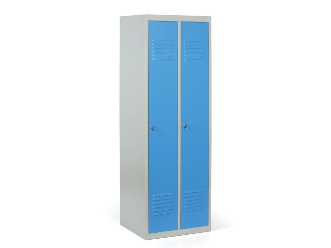 kovova satni skrinka economic demontovana 2 oddily 1800 x 600 x 500 mm otocny zamek modre dvere 58387