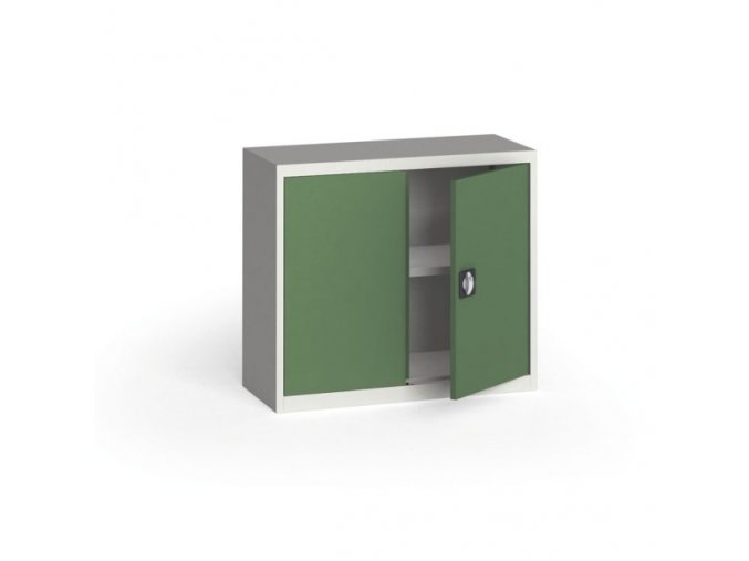 Plechová policová skříň na nářadí KOVONA, 800 x 950 x 400 mm, 1 police, šedá/zelená