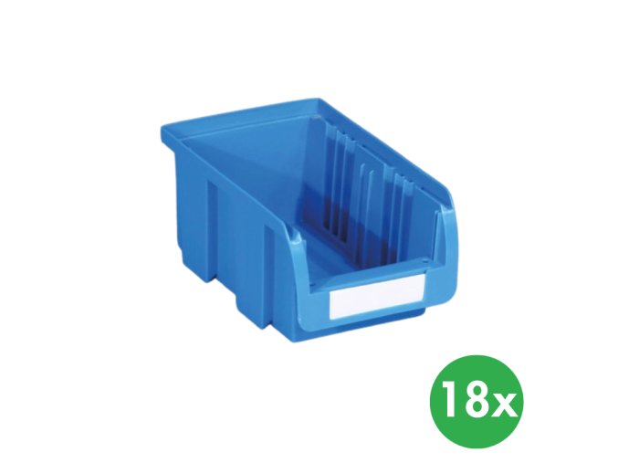 Plastový box COMPACT, 102 x 100 x 60 mm, 18 ks, modrý