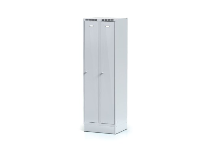 kovova satni skrinka na soklu 2 oddily 1920 x 600 x 500 mm cylindricky zamek sede dvouplastove dvere 10876