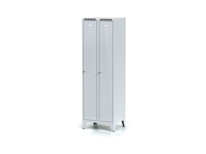 kovova satni skrinka na nohach 2 oddily 1920 x 600 x 500 mm cylindricky zamek sede dvouplastove dvere 10884