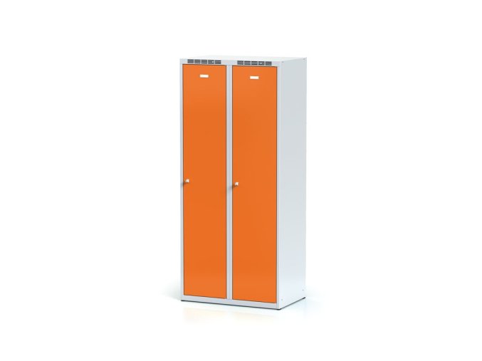 kovova satni skrinka s mezistenou 2 oddily 1800 x 800 x 500 mm cylindricky zamek oranzove dvere 10956