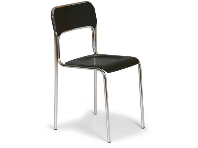 plastova jidelni zidle aska cerna chromovane nohy 1567