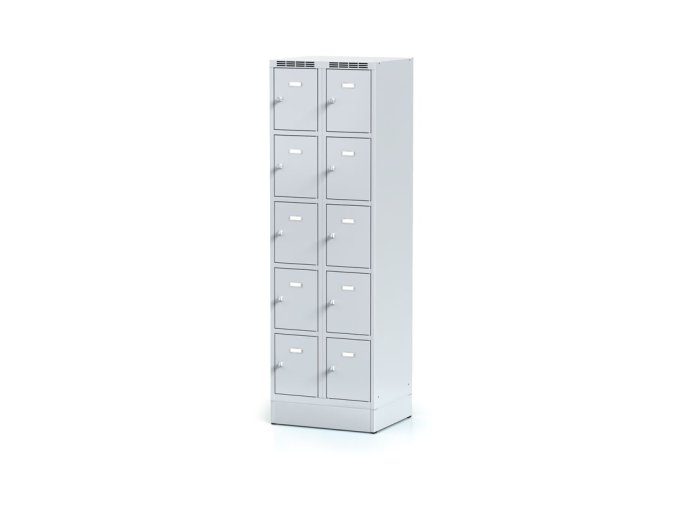 satni skrinka s uloznymi boxy na soklu 10 boxu 1920 x 600 x 500 mm cylindricky zamek sede dvere 11498