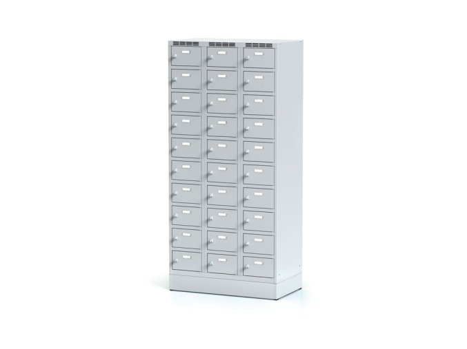 satni skrinka s uloznymi boxy na soklu 30 boxu 1920 x 900 x 500 mm cylindricky zamek sede dvere 11654