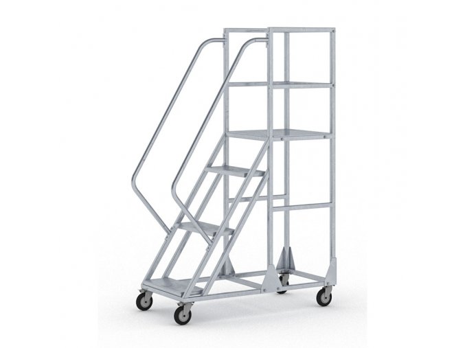 pojizdny ocelovy zebrik s plosinou 4 pricky vyska plosiny 1 m 23357