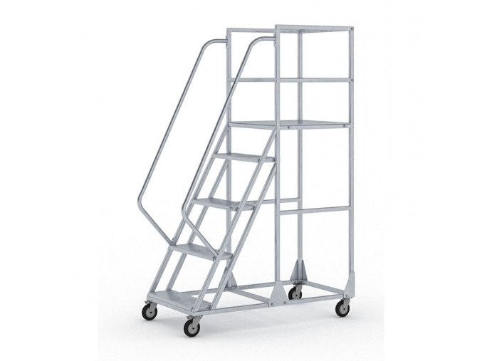 pojizdny ocelovy zebrik s plosinou 5 pricek vyska plosiny 1 2 m 23358