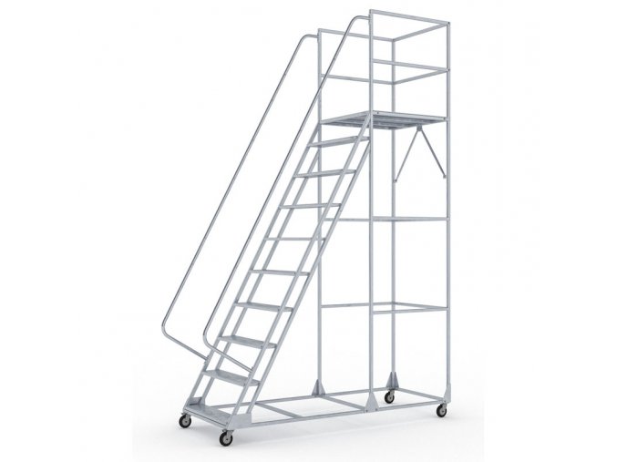 pojizdny ocelovy zebrik s plosinou 10 pricek vyska plosiny 2 5 m 23361