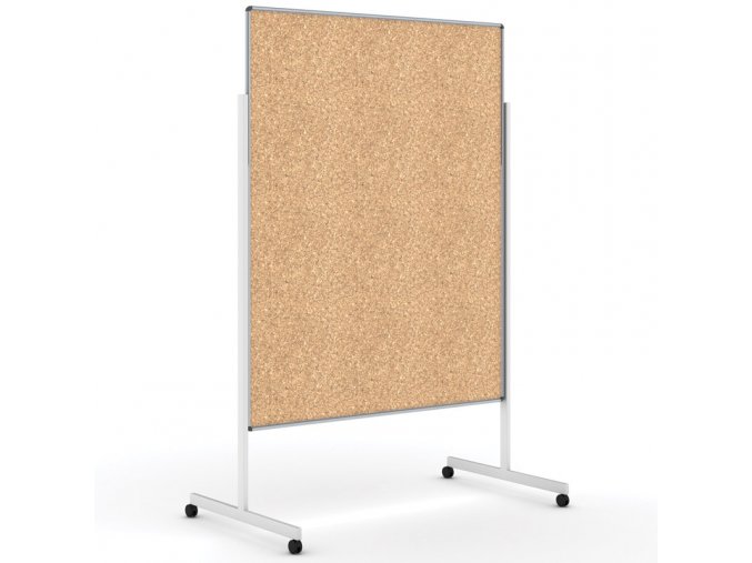 Informační a moderační tabule na kolečkách, paraván, 1200 x 1500 mm, korek