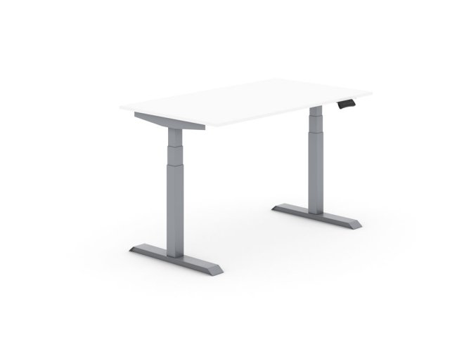 Výškově nastavitelný stůl PRIMO ADAPT, elektrický, 1400 x 800 x 625-1275 mm, bílá, šedá podnož
