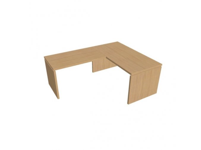 Rohový kancelářský psací stůl ASSIST s přístavbou, 1600 x 1200 mm, levý, světlý dub