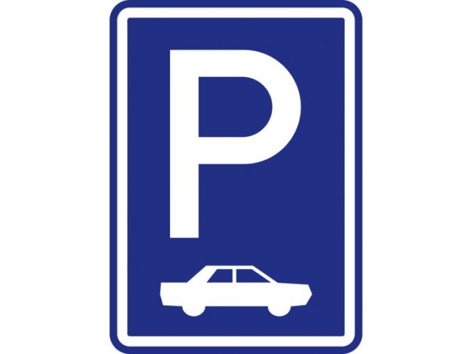 Dopravní značka – Parkoviště kolmé nebo šikmé stání