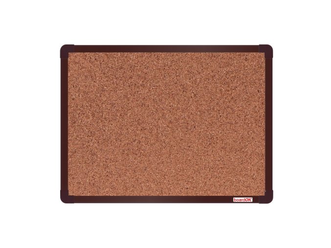 Korková nástěnka boardOK v hliníkovém rámu, 600 x 450 mm, hnědý rám