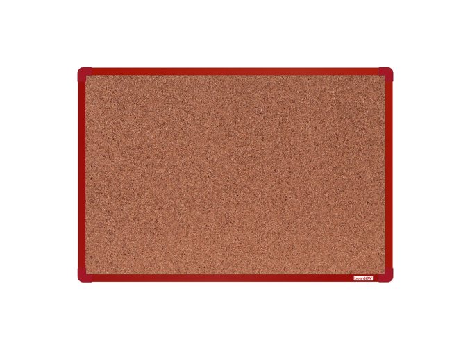 Korková nástěnka boardOK v hliníkovém rámu, 600 x 900 mm, červený rám