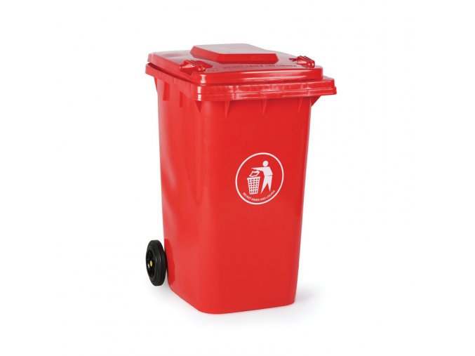 plastova popelnice na trideny odpad 240 litru cervena 16340