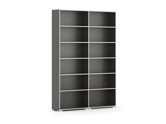 Knihovna SILVER LINE, wenge, 2 sloupce, 2230 x 1600 x 400 mm