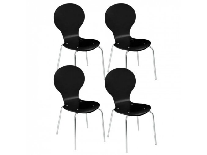 Dřevěná jídelní židle BLACK, 4 ks, černá