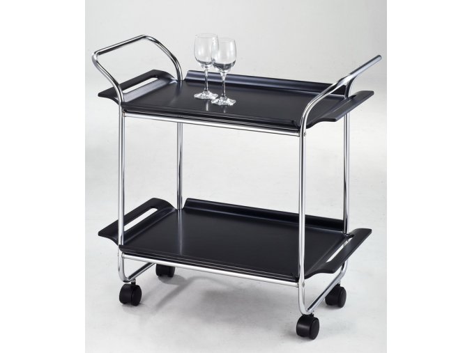 servirovaci vozik chrom cerny 15659