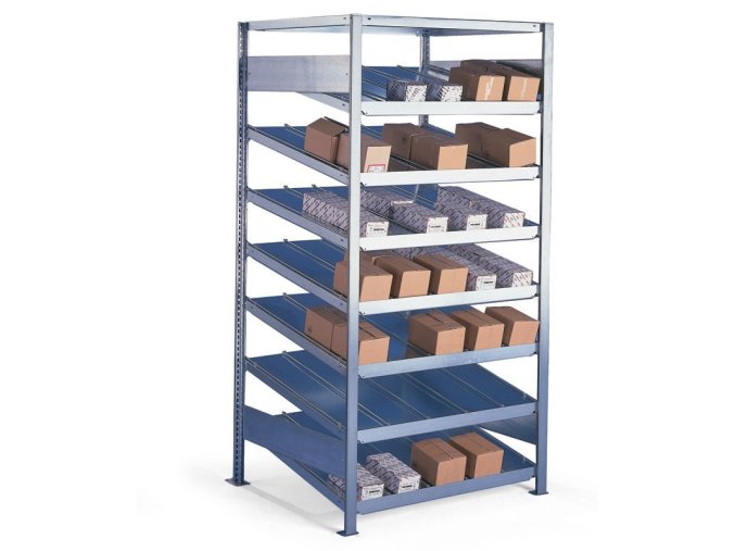 Regál se šikmými policemi, 120 kg, 2000 x 1000 x 800 mm, základní