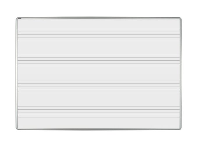 Bílá keramická popisovací tabule s potiskem ekoTAB, 1200 x 1000 mm, notová osnova