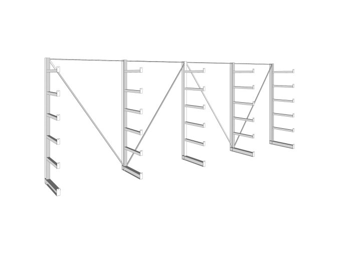 konzolovy regal jednostranny 200 kg 2000 x 5400 x 630 mm 50302