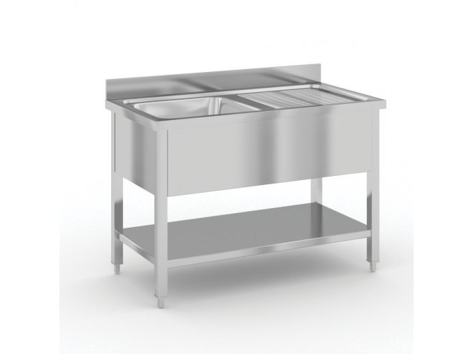 nerezovy myci stul s drezem a odkapavacem 1200 x 600 x 850 mm 93951
