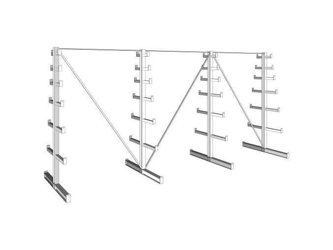 konzolovy regal stromeckovy oboustranny 150 kg 2000 x 4050 x 1090 mm 50313