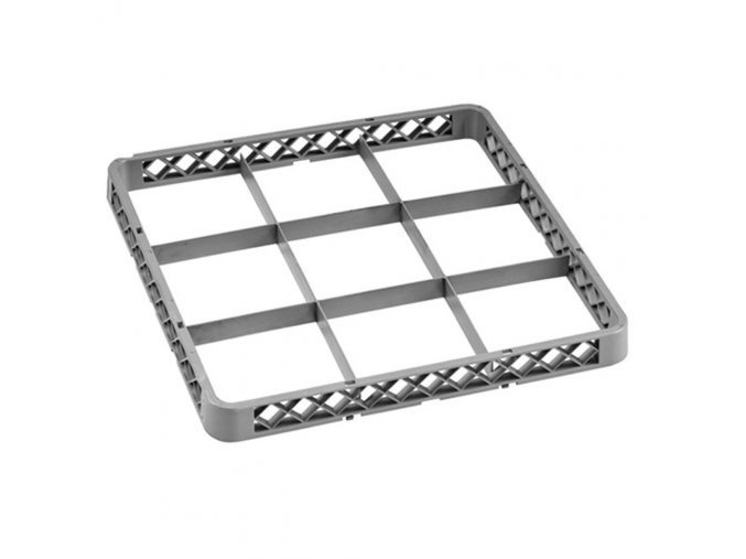 Nástavec na sklo pro koše do myčky, 500 x 500 x 45 mm, 9 segmentů, 150 x 15 mm