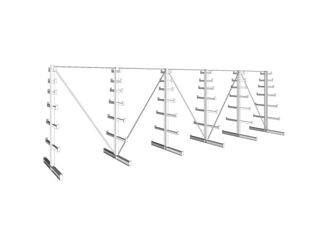 konzolovy regal stromeckovy oboustranny 150 kg 2000 x 6750 x 1090 mm 50315