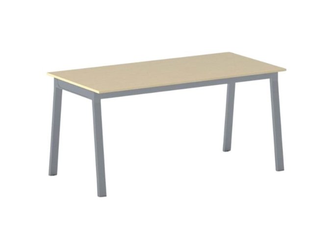 Jednací kancelářský stůl PRIMO BASIC, 160x80 cm, šedostříbrná podnož, bříza
