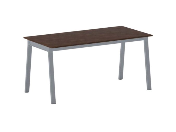 Jednací kancelářský stůl PRIMO BASIC, 160x80 cm, šedostříbrná podnož, ořech