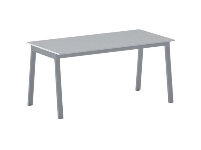 Jednací kancelářský stůl PRIMO BASIC, 160x80 cm, šedostříbrná podnož, šedá