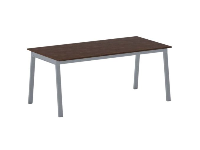 Jednací kancelářský stůl PRIMO BASIC, 180x90 cm, šedostříbrná podnož, ořech