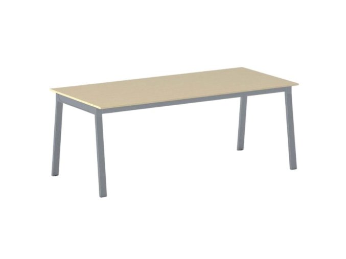 Jednací kancelářský stůl PRIMO BASIC, 200x90 cm, šedostříbrná podnož, bříza