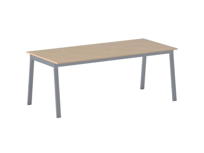 Jednací kancelářský stůl PRIMO BASIC, 200x90 cm, šedostříbrná podnož, buk