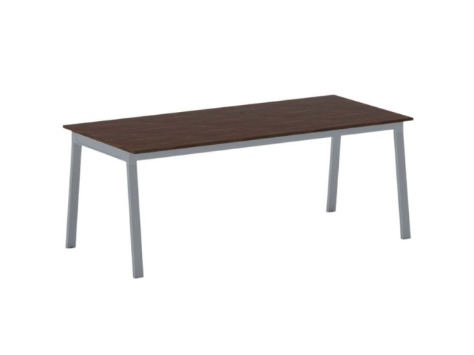 Jednací kancelářský stůl PRIMO BASIC, 200x90 cm, šedostříbrná podnož, ořech
