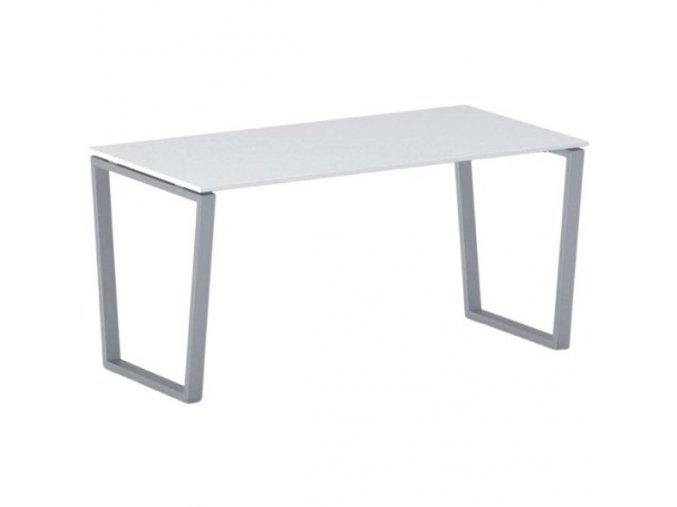 Kancelářský stůl PRIMO IMPRESS, šedostříbrná podnož, 1600 x 800 mm, bílá