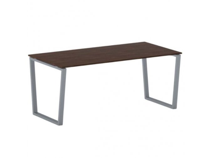 Kancelářský stůl PRIMO IMPRESS, šedostříbrná podnož, 1800 x 900 mm, ořech