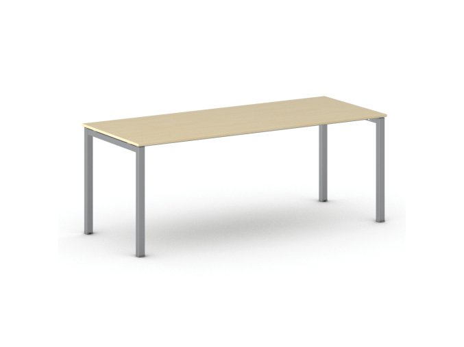 Jednací kancelářský stůl PRIMO SQUARE, 200x80 cm, šedostříbrná podnož, bříza