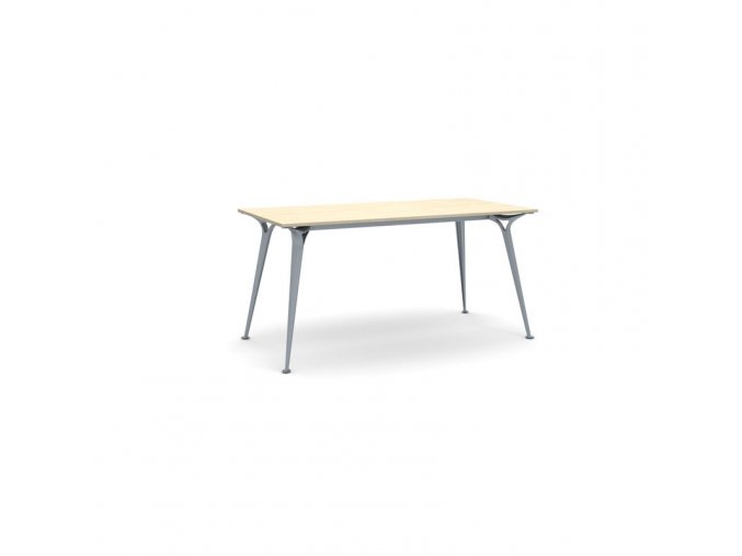 Kancelářský stůl PRIMO ALFA, šedostříbrná podnož, 1600 x 800 mm, bříza