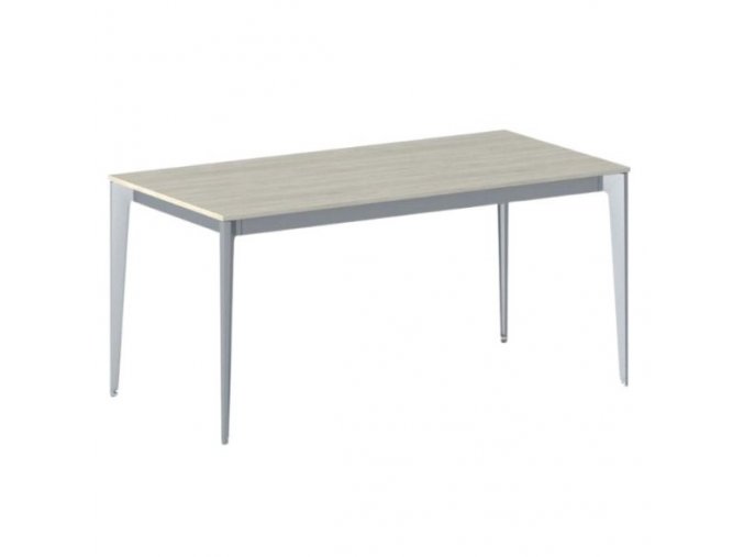 Kancelářský stůl PRIMO ACTION, šedostříbrná podnož, 1600 x 800 mm, dub přírodní