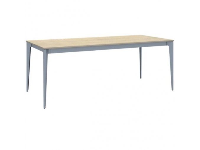Kancelářský stůl PRIMO ACTION, šedostříbrná podnož, 2000 x 900 mm, dub přírodní