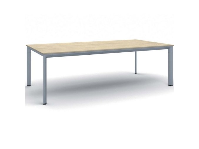 Jednací kancelářský stůl PRIMO INVITATION, 240x120 cm, šedostříbrná podnož, dub přírodní