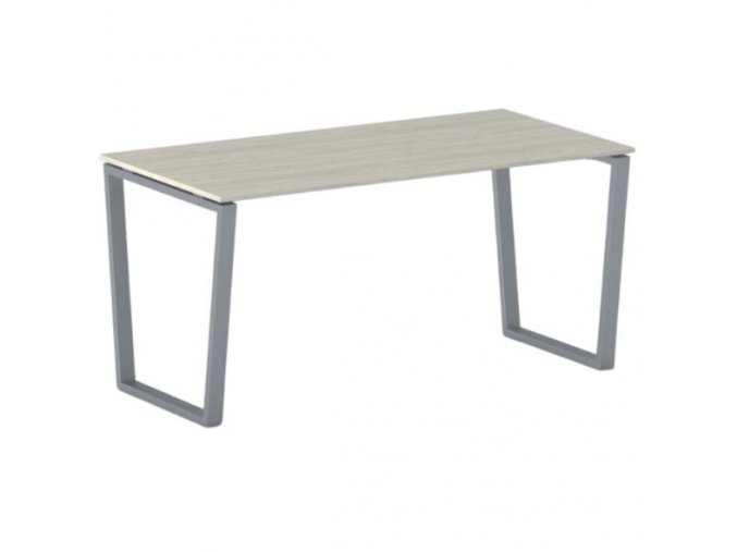 Kancelářský stůl PRIMO IMPRESS, šedostříbrná podnož, 1600 x 800 mm, dub přírodní