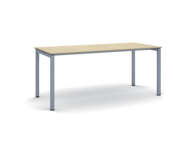 Jednací kancelářský stůl PRIMO SQUARE, 180x80 cm, šedostříbrná podnož, dub přírodní
