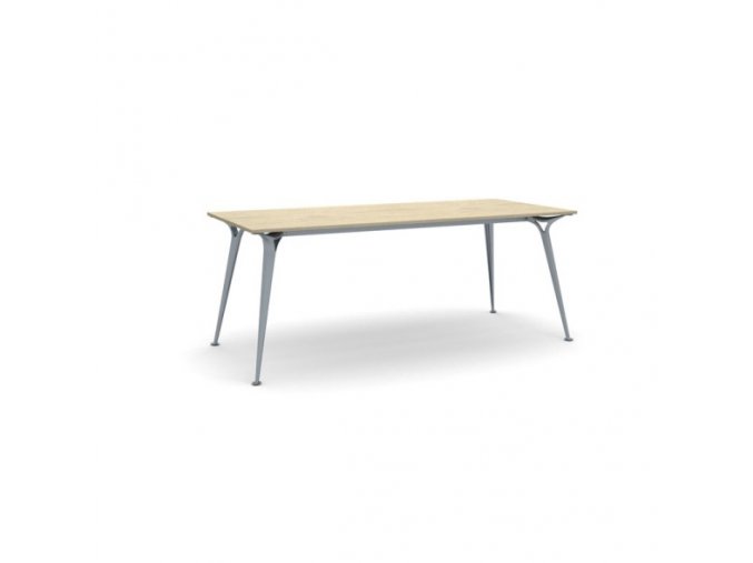 Kancelářský stůl PRIMO ALFA, šedostříbrná podnož, 2000 x 900 mm, dub přírodní